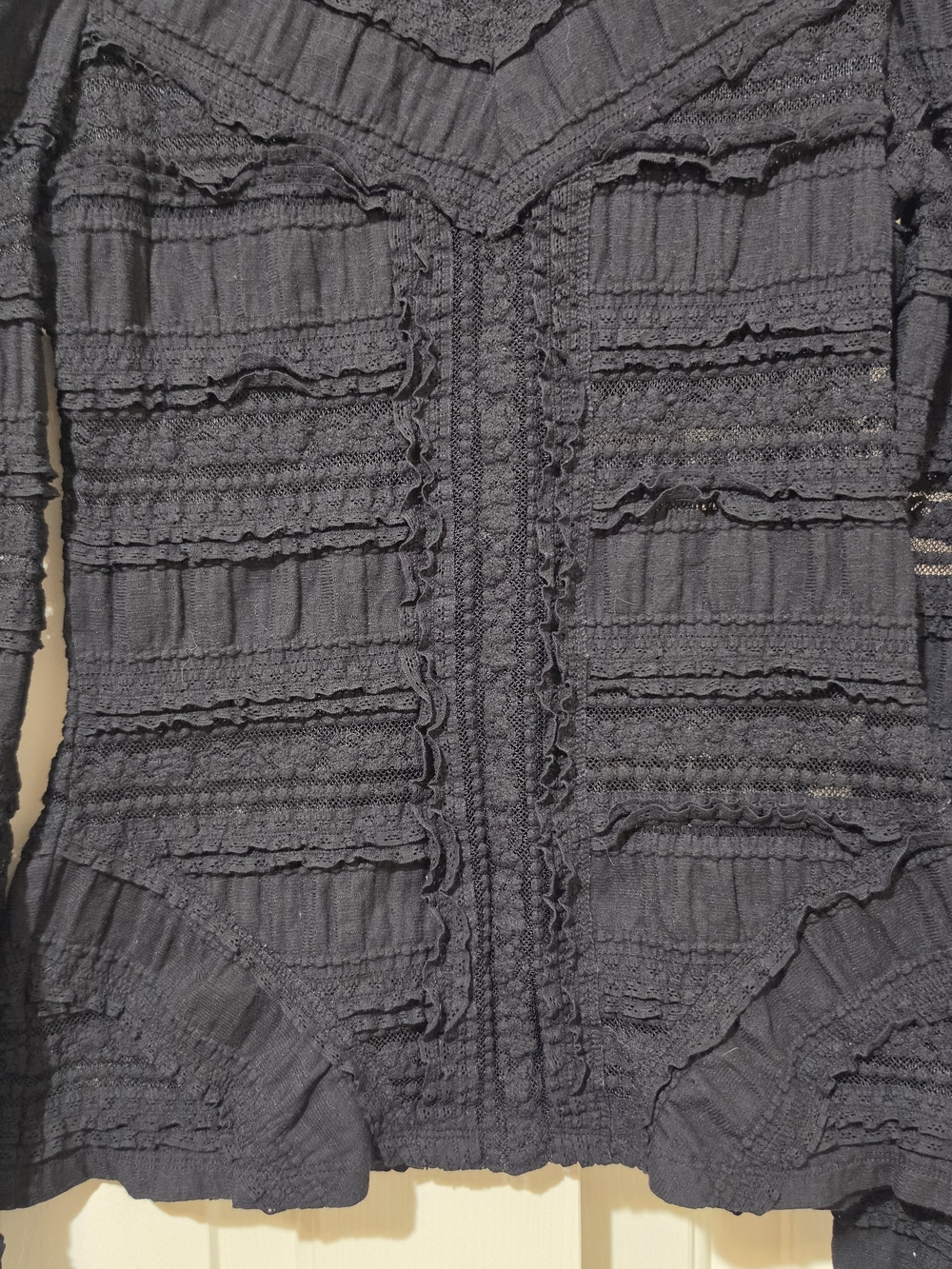 cinq a sept Nimatt Black Lace Long-Sleeve Top Sz S Gothic Grunge Romantic - Picture 2 of 5